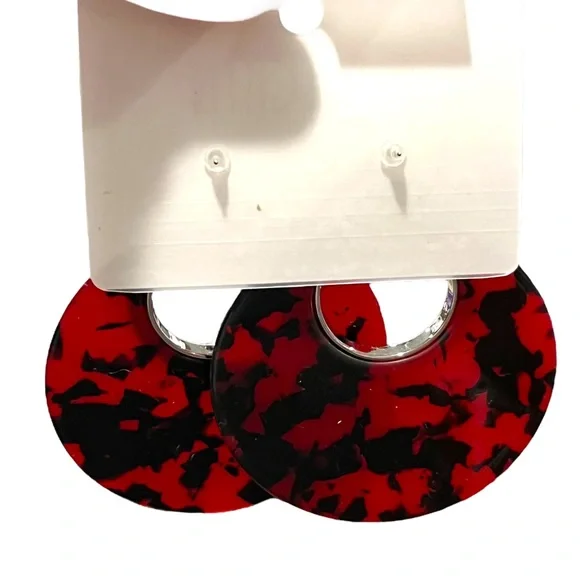 J. Jill Colorblock Asymmetrical Wool Sweater Black & Red With Pair of Earrings - Picture 6 of 8